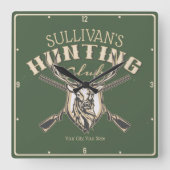 Douane Hunter NAME Deer Trophy Rifle Hunting Club Vierkante Klok (Voorkant)