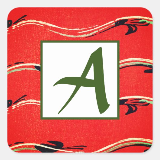 DOUANE INITIAAL RED ENVELOPE SEAL VIERKANTE STICKER (Voorkant)