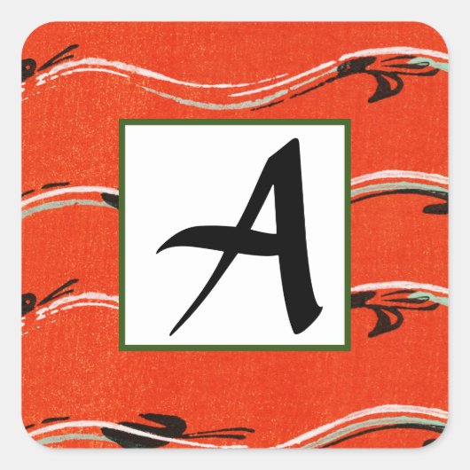 DOUANE INITIAAL RED ENVELOPE SEAL VIERKANTE STICKER (Voorkant)