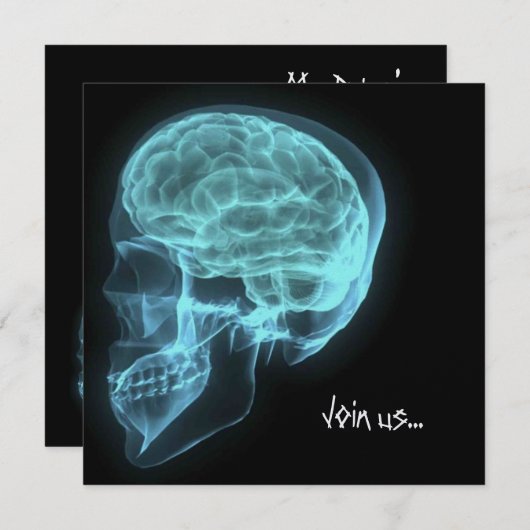 DOUANE INVITES - Blue Neon Side Uitzicht X-ray Sku Kaart (Voorkant / Achterkant)