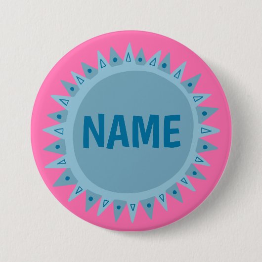 DOUANE IT Blue Sunshine Pink Ronde Button 7,6 Cm (Voorkant)
