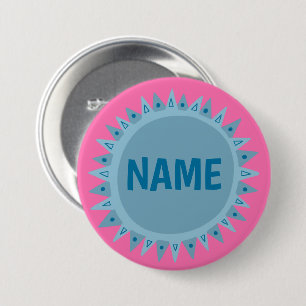 DOUANE IT Blue Sunshine Pink Ronde Button 7,6 Cm