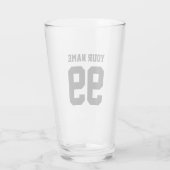 Douane jersey nummer en naam sport bier glas (Achterkant)