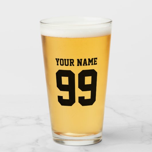 Douane jersey nummer en naam sport bier glas (Voorkant gevuld)