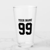 Douane jersey nummer en naam sport bier glas (Voorkant)