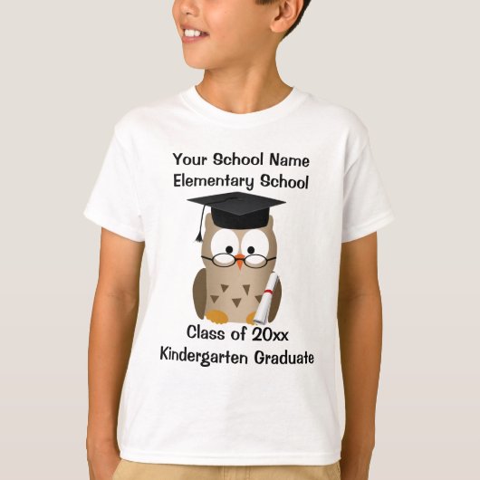 Douane Kindergarten Afstuderen T-Shirt, Wise Owl T-shirt (Voorkant)