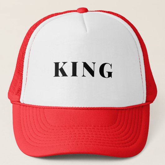 Douane King tekst naam Witte en Rode Kleur Caps Ho Trucker Pet (Voorkant)