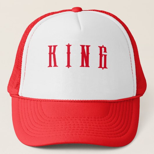 Douane King tekst naam Witte en Rode Kleur Caps Ho Trucker Pet (Voorkant)