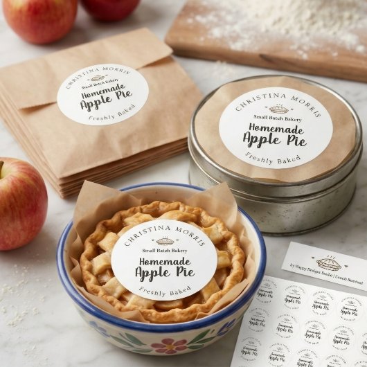 Douane kleine batch bakkerij appel taart ronde sti sticker