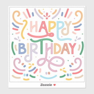 DOUANE KUSTVINYLSTICKER : HAPPY BIRTHDAY STICKER