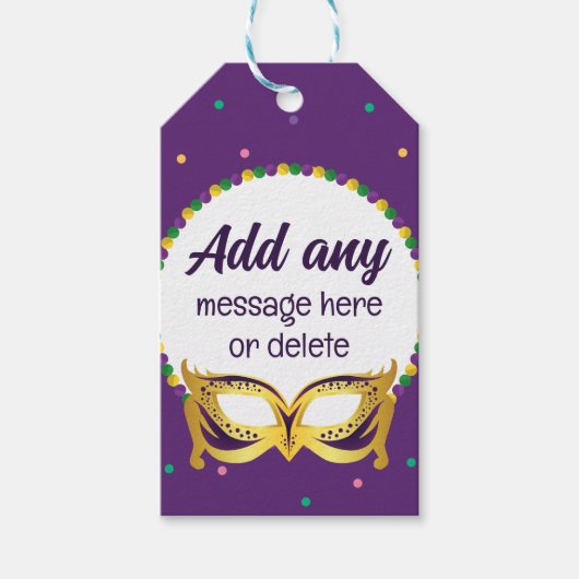 DOUANE Mardi Gras Theme Fun Festive Bads Cadeaulabel (Voorkant)
