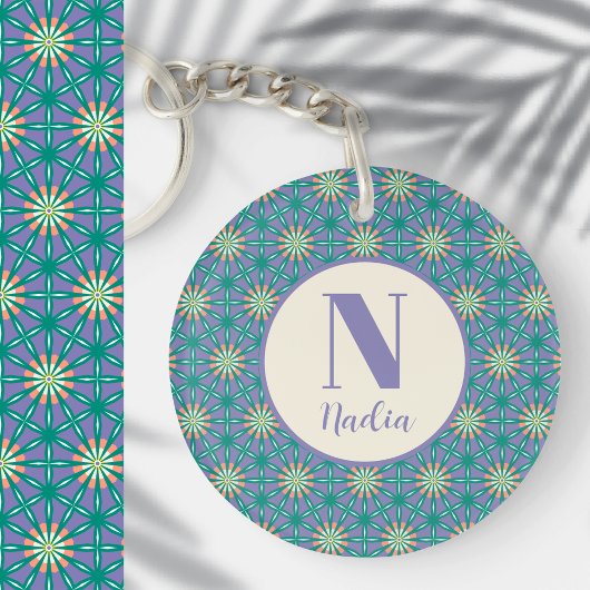 Douane Modern Eenvoudig Geometrisch Patroon Sleutelhanger