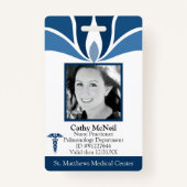 Douane Moderne Blauwe Ziekenhuiswerknemer Medische Badge (Voorkant)