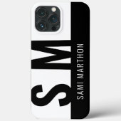 Douane Moderne Zwart-wit Schoon Monogrammed Case-Mate iPhone Case (Achterkant)