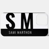 Douane Moderne Zwart-wit Schoon Monogrammed Case-Mate iPhone Case (Achterkant (horizontaal))