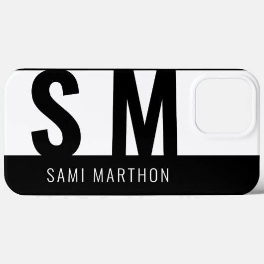 Douane Moderne Zwart-wit Schoon Monogrammed Case-Mate iPhone Case (Achterkant (horizontaal))