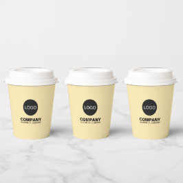 Douane Mokken met deksels (Logo & Naam & Slogan) Papieren Bekers