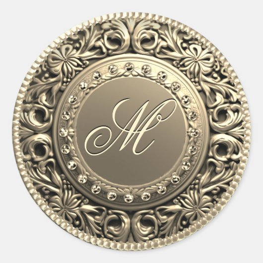 Douane Monogram Gouden verbinding Ronde Sticker (Voorkant)