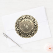 Douane Monogram Gouden verbinding Ronde Sticker (Envelop)