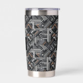 Douane Monogram Industrieel Patroon Geïsoleerde Drinkbeker (Links)