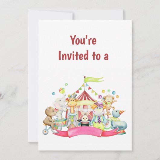 Douane Naam Circus Birthday Party Invitation Kaart (Voorkant)