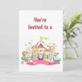 Douane Naam Circus Birthday Party Invitation Kaart (Staand voorkant)
