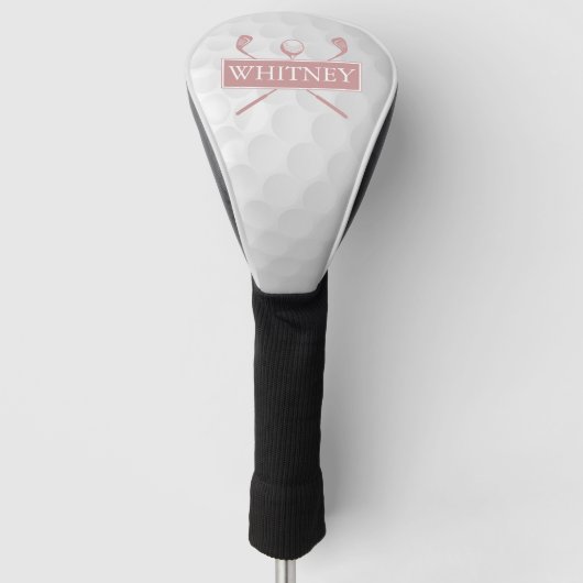 Douane Naam Clubs En Bal Stof Roze Golfheadcover (Voorkant)