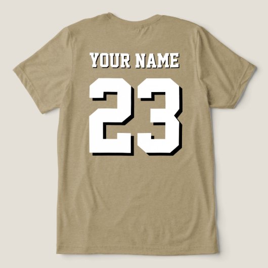 Douane Naam en Nummer Jersey Sporten Tri-Blend Shirt (Design achterkant)