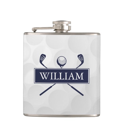 Douane Naam Navy Blauwe Clubs En Bal Heupfles (Voorkant)