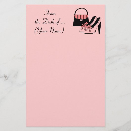 Douane Naam Retro toont Stationery (roze) Briefpapier (Voorkant)