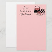 Douane Naam Retro toont Stationery (roze) Briefpapier (Voorkant / Achterkant)