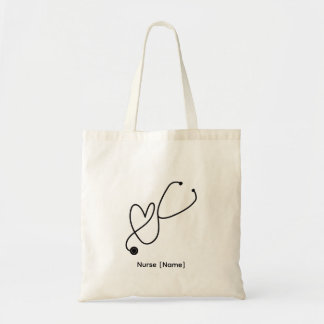 Douane Naam Verpleegster Stethoscoop Hart Budget T Tote Bag