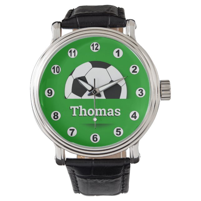 Douane Name Voetbal watch, football fan/sport Horloge (Voorkant)