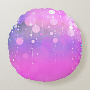 Douane om hoofdkussen in roze & purple. rond kussen