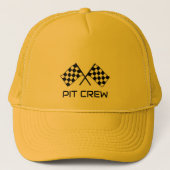 Douane Pit Crew Trucker Hoed Racing Geruite Vlagge Pet (Voorkant)