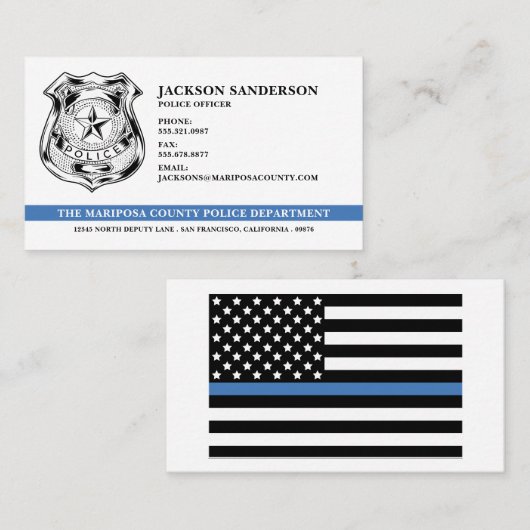 Douane Politie Afdeling Dunne Blauwe Lijn Logo Visitekaartje (Voorkant / Achterkant)