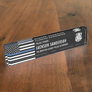 Douane Politieagent Afdeling Dunne Blauwe Lijn Naambordje