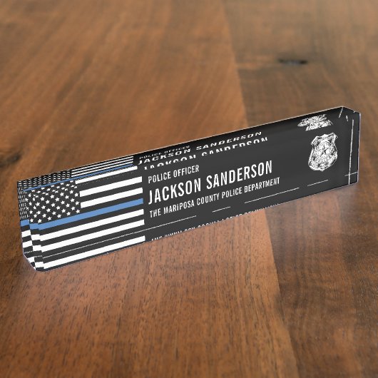 Douane Politieagent Afdeling Dunne Blauwe Lijn Naambordje (Zijkant)