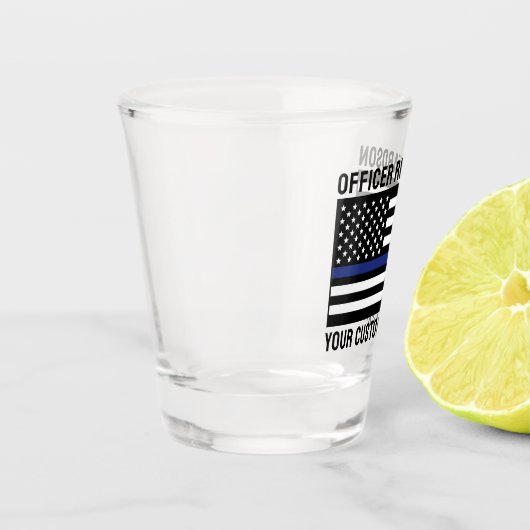 Douane Politieagent Dunne Blauwe Lijn Politie Vlag Shot Glas (Links)