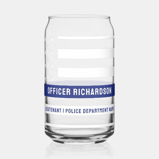 Douane-politieagent met politie-afdeling blauwe li blikvorm glas (Links)