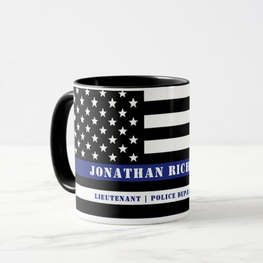 Douane-politieagent met politie-afdeling blauwe li mok (Voorkant links)