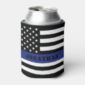 Douane Politieagent Thin Blue Line Police Dept. Blikjeskoeler (Blikje Voorkant)