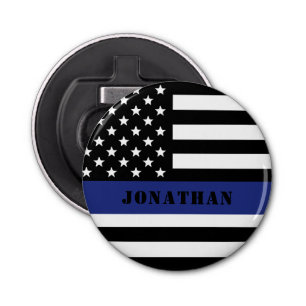 Douane Politieagent Thin Blue Line Police Dept. Button Flesopener