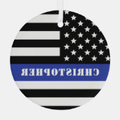 Douane Politieagent Thin Blue Line Police Dept. Glas Ornament (Achterkant)