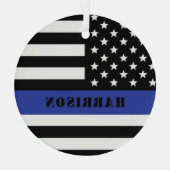 Douane Politieagent Thin Blue Line Police Dept. Glas Ornament (Achterkant)
