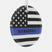 Douane Politieagent Thin Blue Line Police Dept. Glas Ornament (Voorkant Rechts)