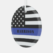 Douane Politieagent Thin Blue Line Police Dept. Glas Ornament (Voorkant links)