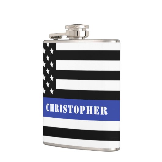 Douane Politieagent Thin Blue Line Police Dept. Heupfles (Links)