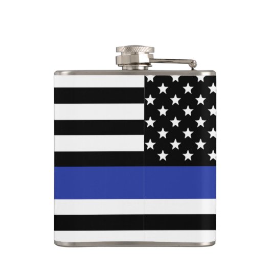 Douane Politieagent Thin Blue Line Police Dept. Heupfles (Achterkant)