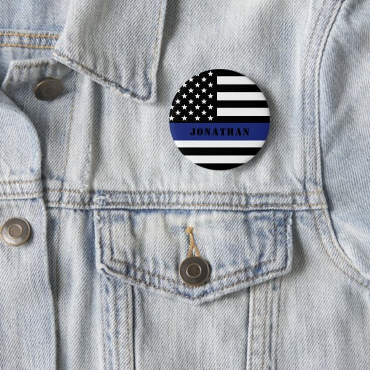 Douane Politieagent Thin Blue Line Police Dept. Ronde Button 5,7 Cm (In situ)